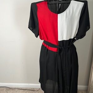 Sheer black dress with belt